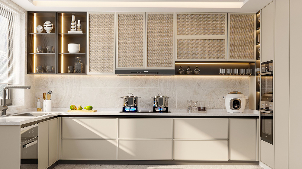 Cream style glass grid kitchen