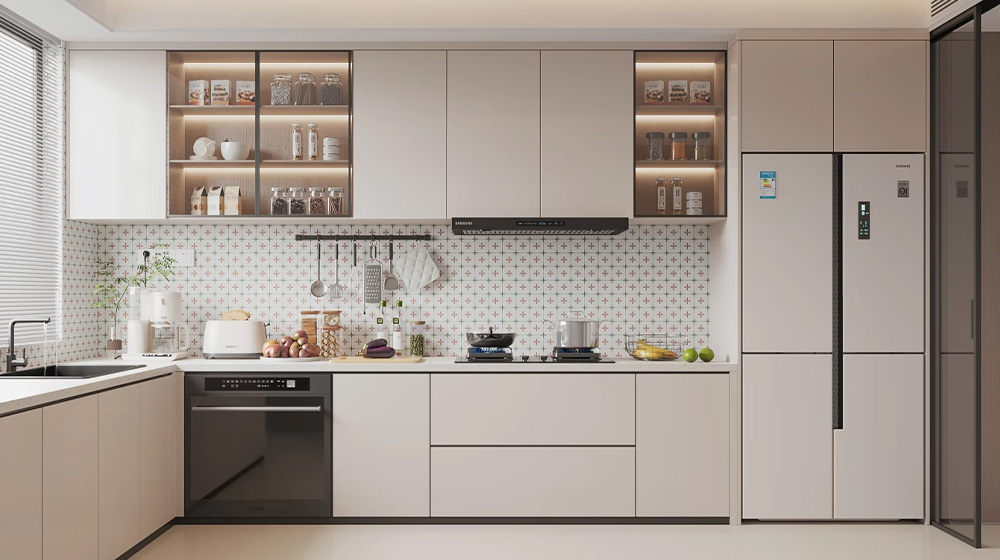 Wave point brick background wall kitchen