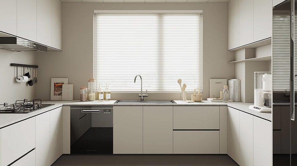 Simple L-shaped small kitchen
