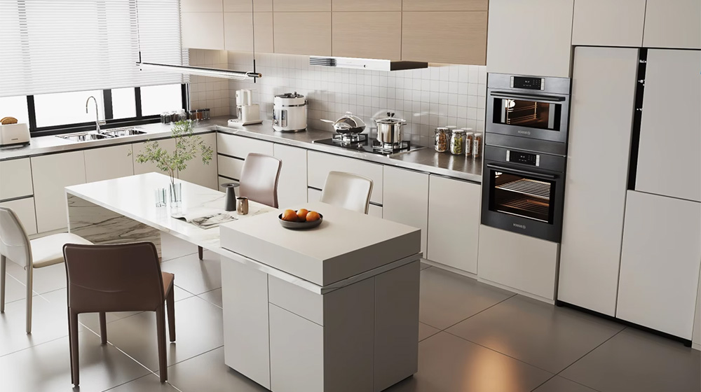 Mid Island Integrated Kitchen and Kitchen