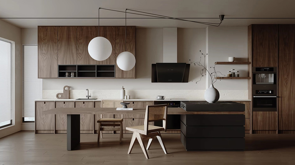 Black and white wood contrasting style